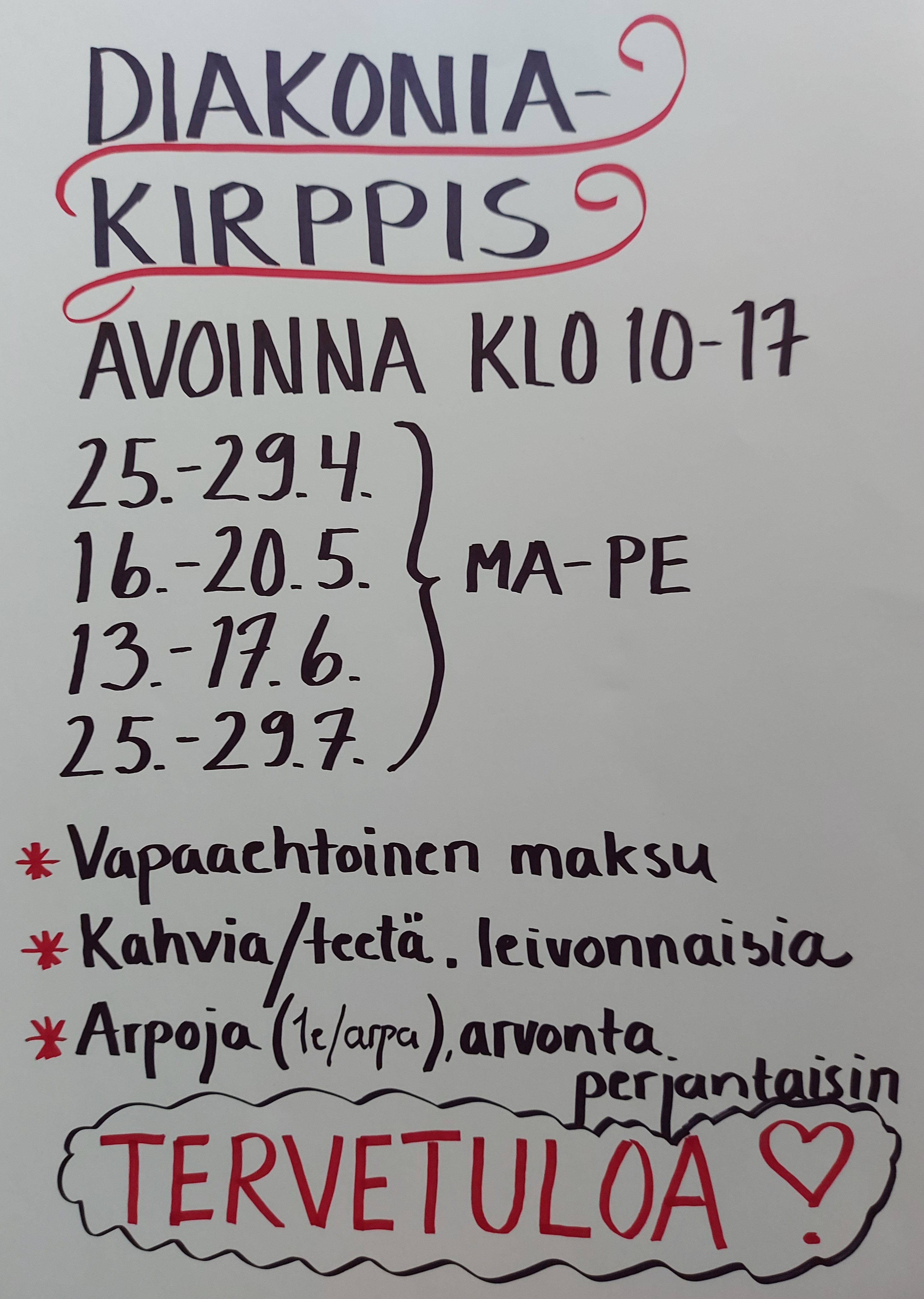 Diakonian kirpputorin aukioloajat