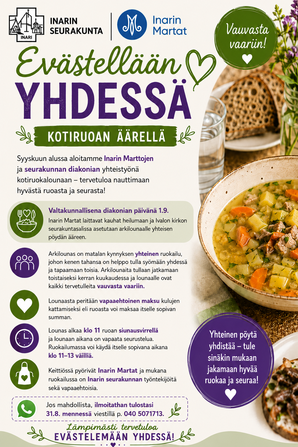 Evästellään yhdessä -arkilounas